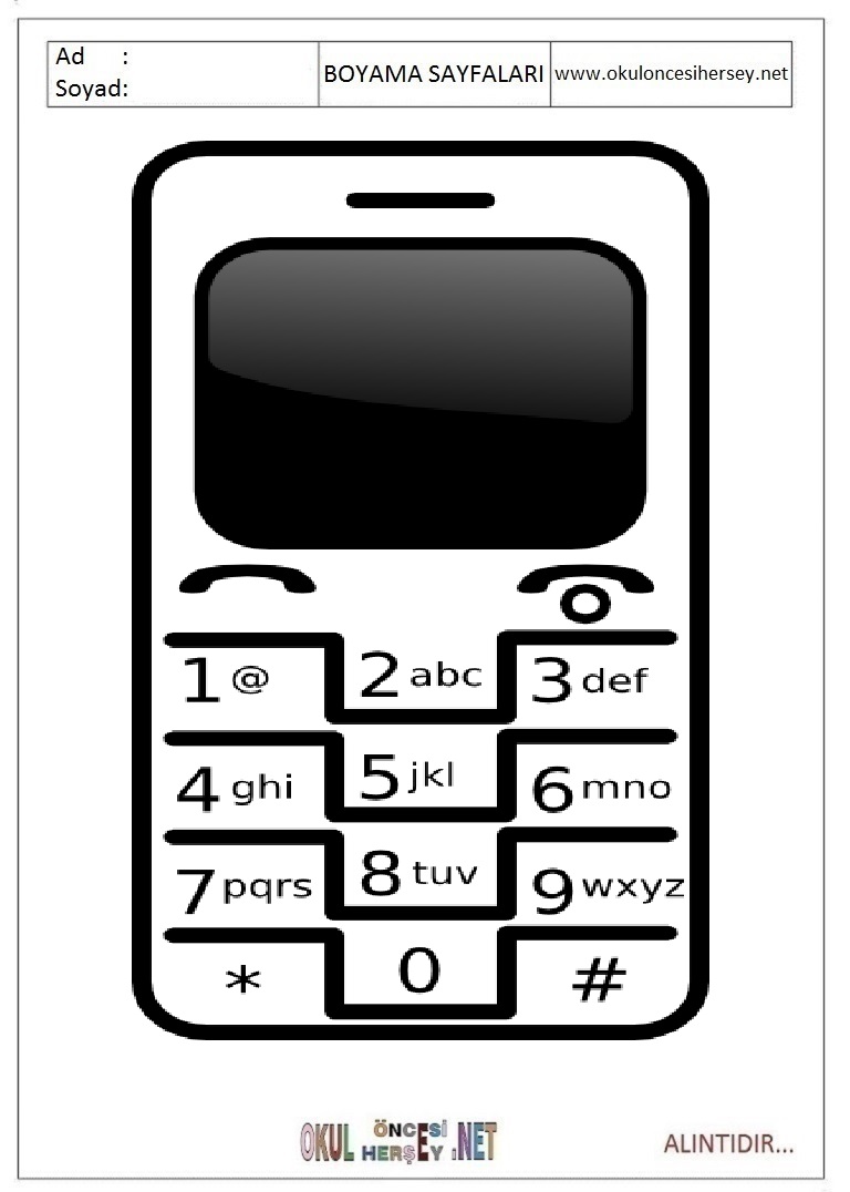 Çocuklar İçin Cep-Telefonu Boyama Sayfaları 